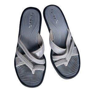 Skechers Women's Silver Gray Slip-On Sandal